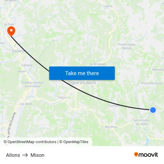 Allons to Mison map