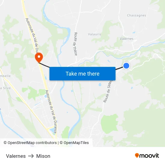 Valernes to Mison map