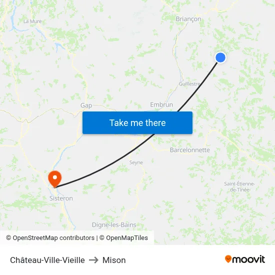 Château-Ville-Vieille to Mison map