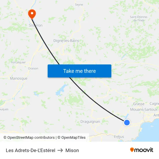 Les Adrets-De-L'Estérel to Mison map