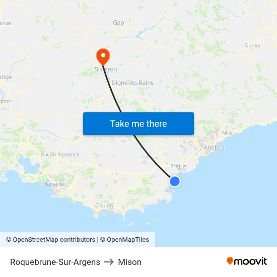 Roquebrune-Sur-Argens to Mison map