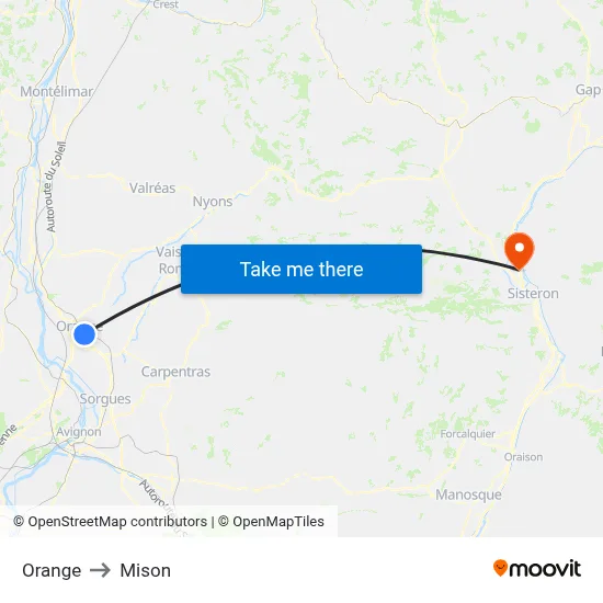 Orange to Mison map
