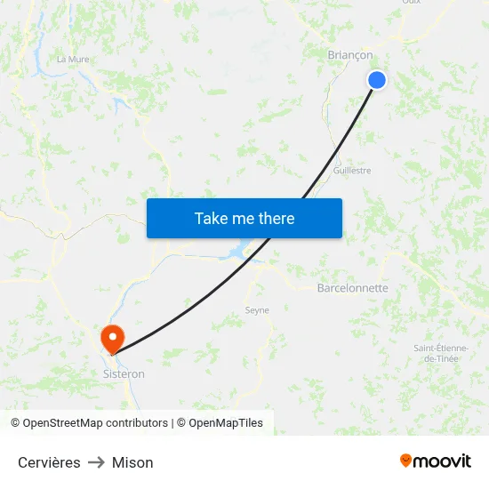 Cervières to Mison map