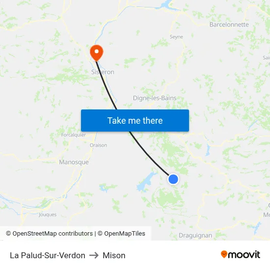 La Palud-Sur-Verdon to Mison map
