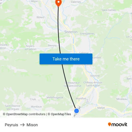 Peyruis to Mison map