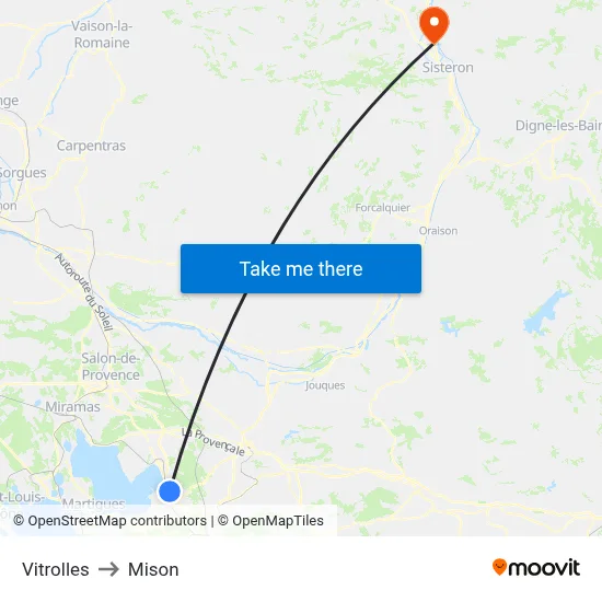 Vitrolles to Mison map