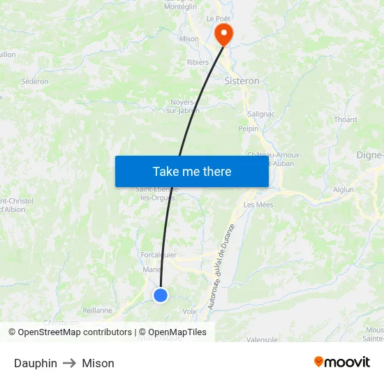 Dauphin to Mison map