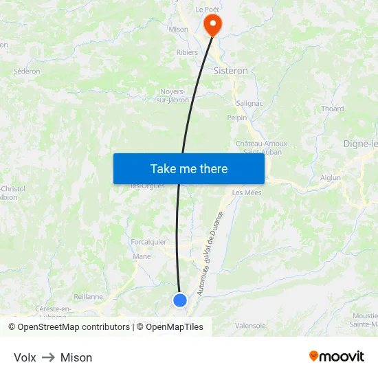 Volx to Mison map