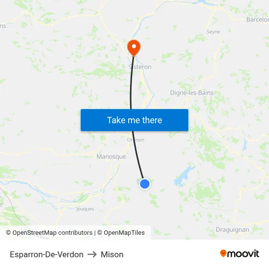 Esparron-De-Verdon to Mison map