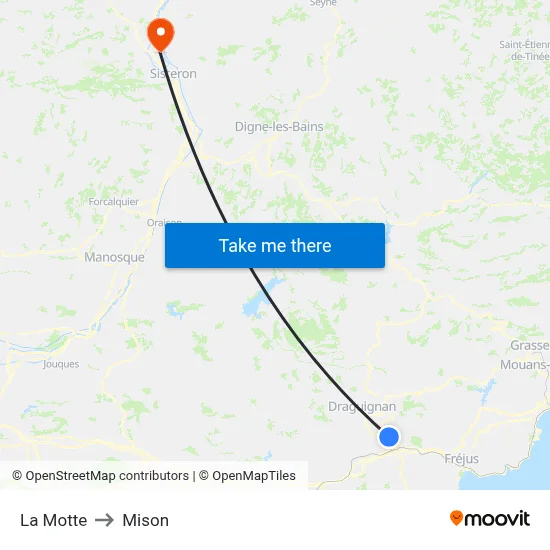 La Motte to Mison map