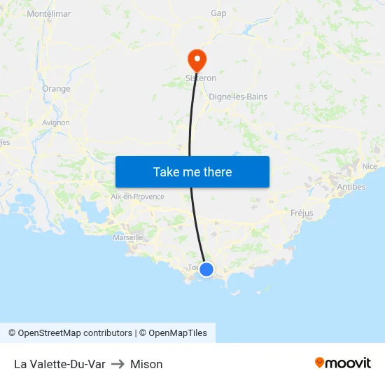 La Valette-Du-Var to Mison map
