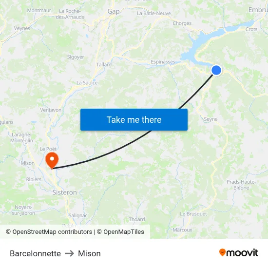 Barcelonnette to Mison map