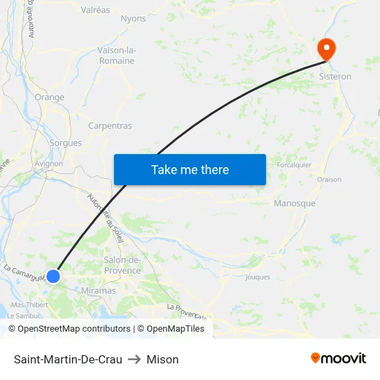 Saint-Martin-De-Crau to Mison map