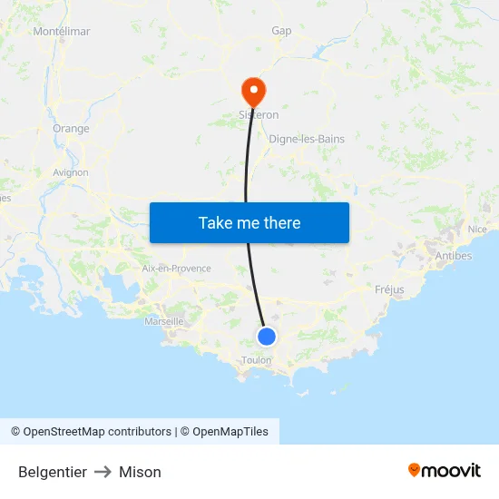 Belgentier to Mison map