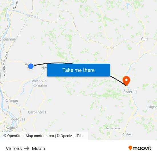 Valréas to Mison map