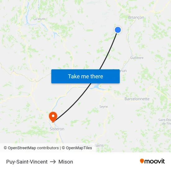 Puy-Saint-Vincent to Mison map