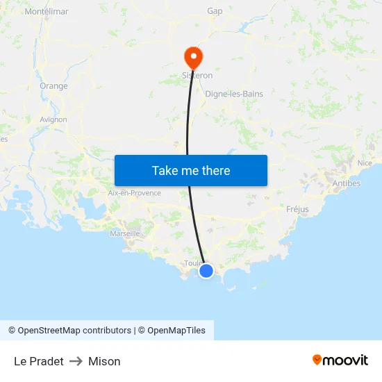 Le Pradet to Mison map