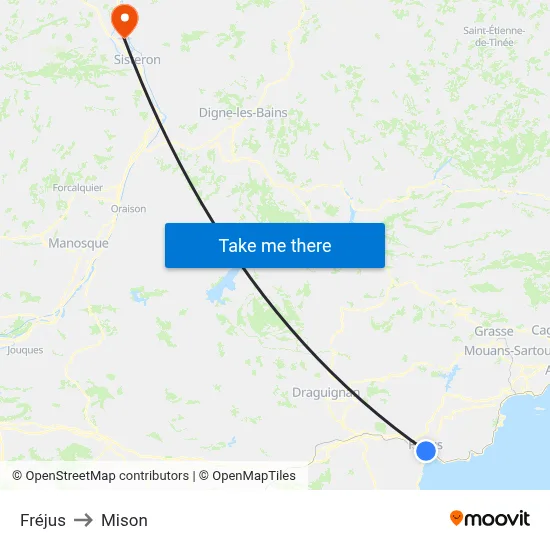 Fréjus to Mison map