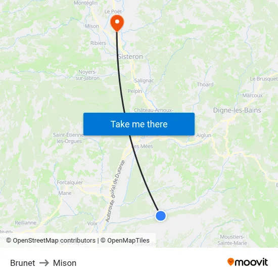 Brunet to Mison map