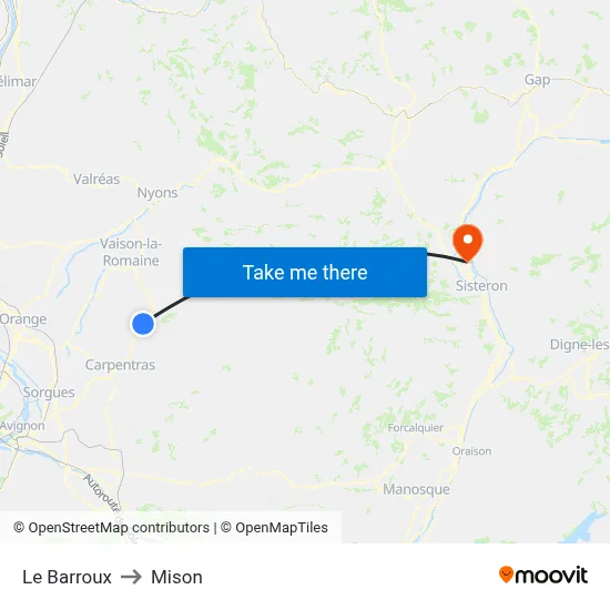 Le Barroux to Mison map