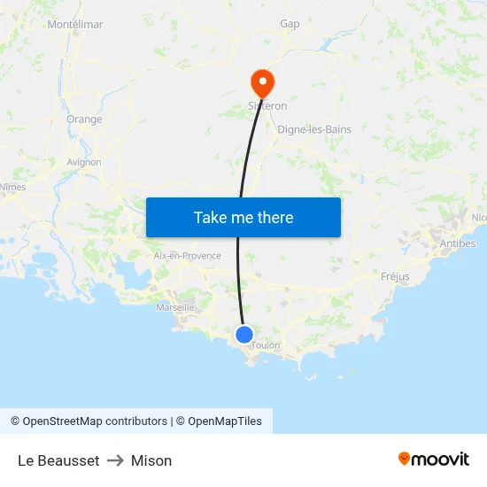 Le Beausset to Mison map