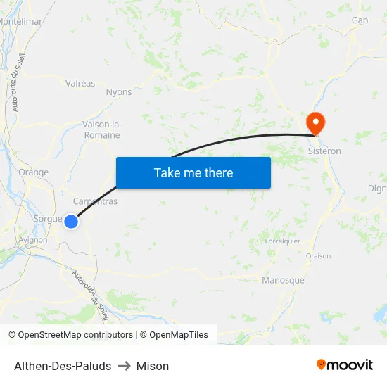Althen-Des-Paluds to Mison map