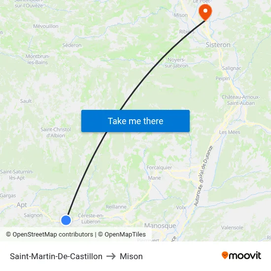 Saint-Martin-De-Castillon to Mison map