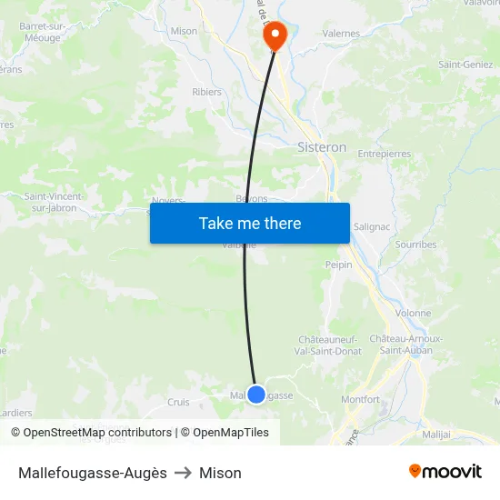 Mallefougasse-Augès to Mison map