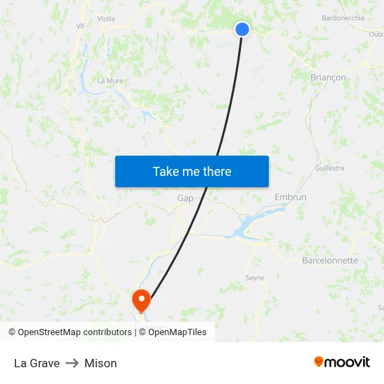 La Grave to Mison map