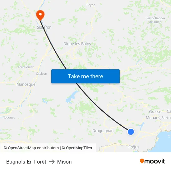 Bagnols-En-Forêt to Mison map