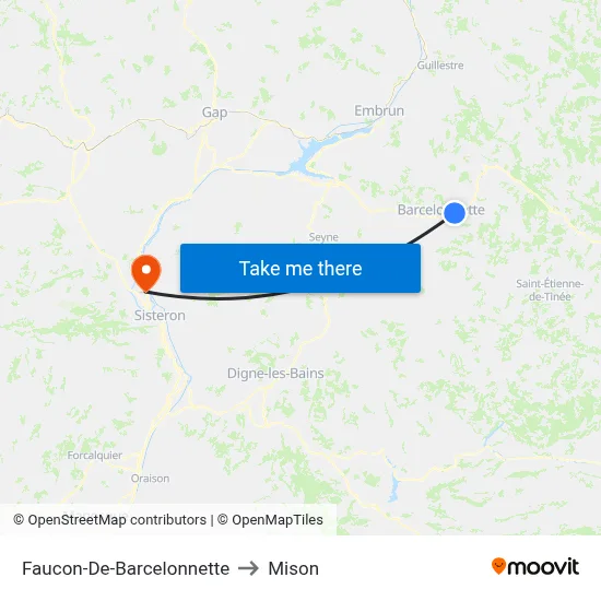 Faucon-De-Barcelonnette to Mison map