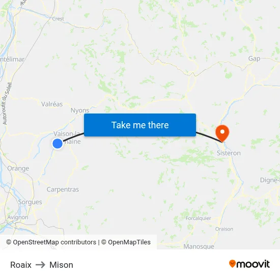 Roaix to Mison map