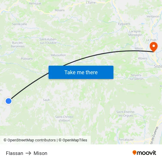 Flassan to Mison map