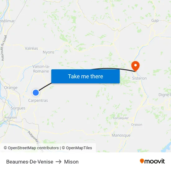 Beaumes-De-Venise to Mison map