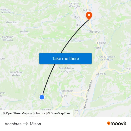 Vachères to Mison map