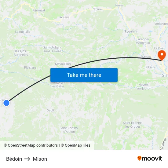 Bédoin to Mison map