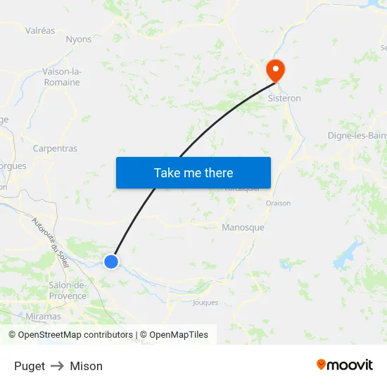 Puget to Mison map