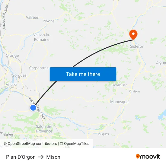 Plan-D'Orgon to Mison map