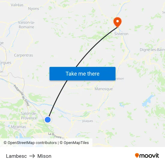 Lambesc to Mison map