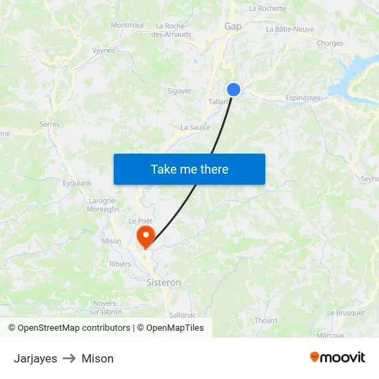 Jarjayes to Mison map