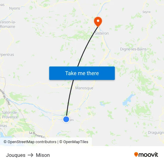 Jouques to Mison map