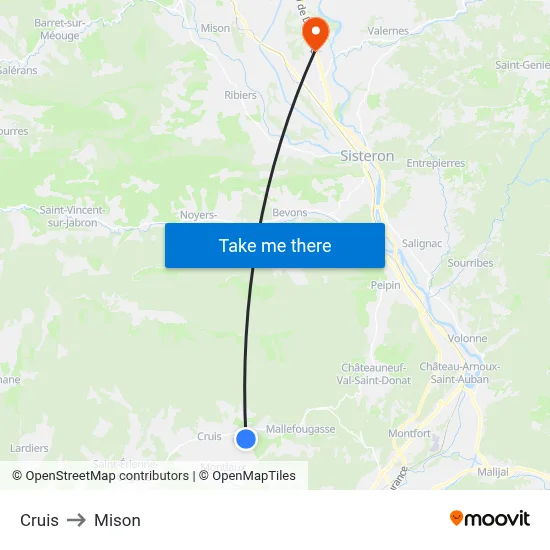 Cruis to Mison map