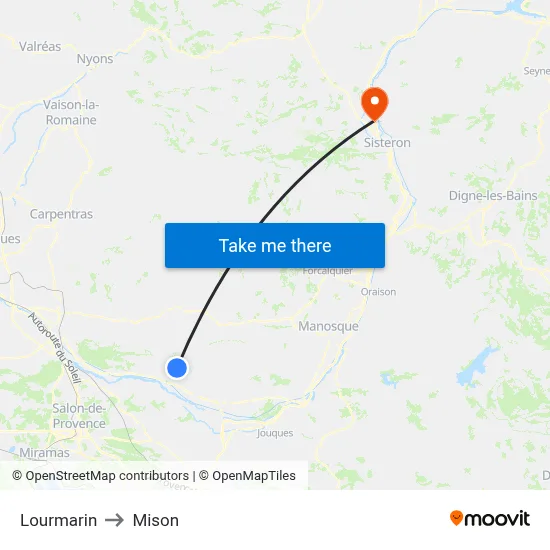 Lourmarin to Mison map