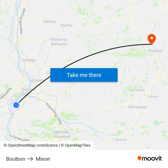 Boulbon to Mison map