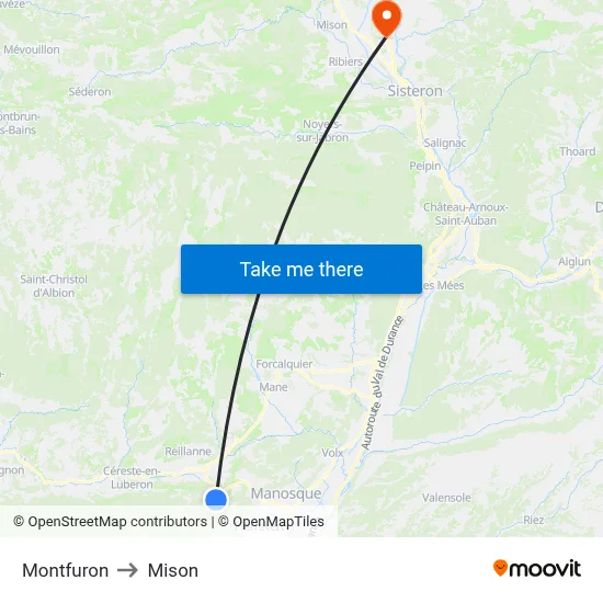 Montfuron to Mison map