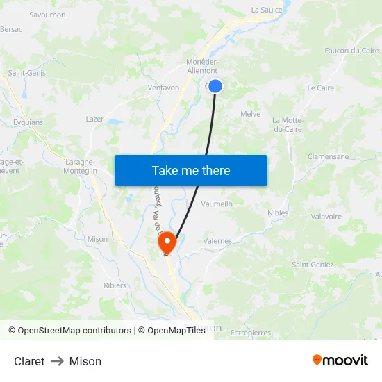 Claret to Mison map