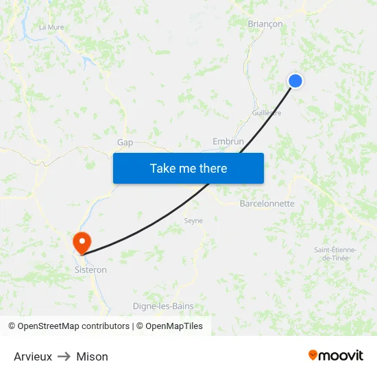 Arvieux to Mison map