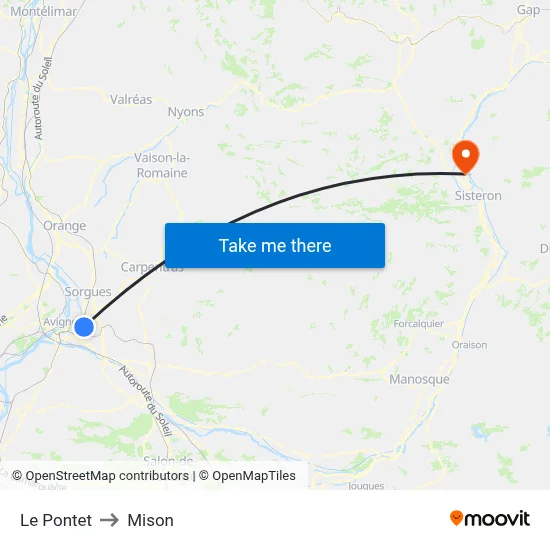 Le Pontet to Mison map