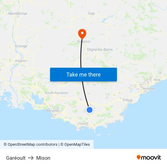Garéoult to Mison map