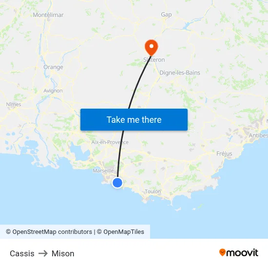 Cassis to Mison map